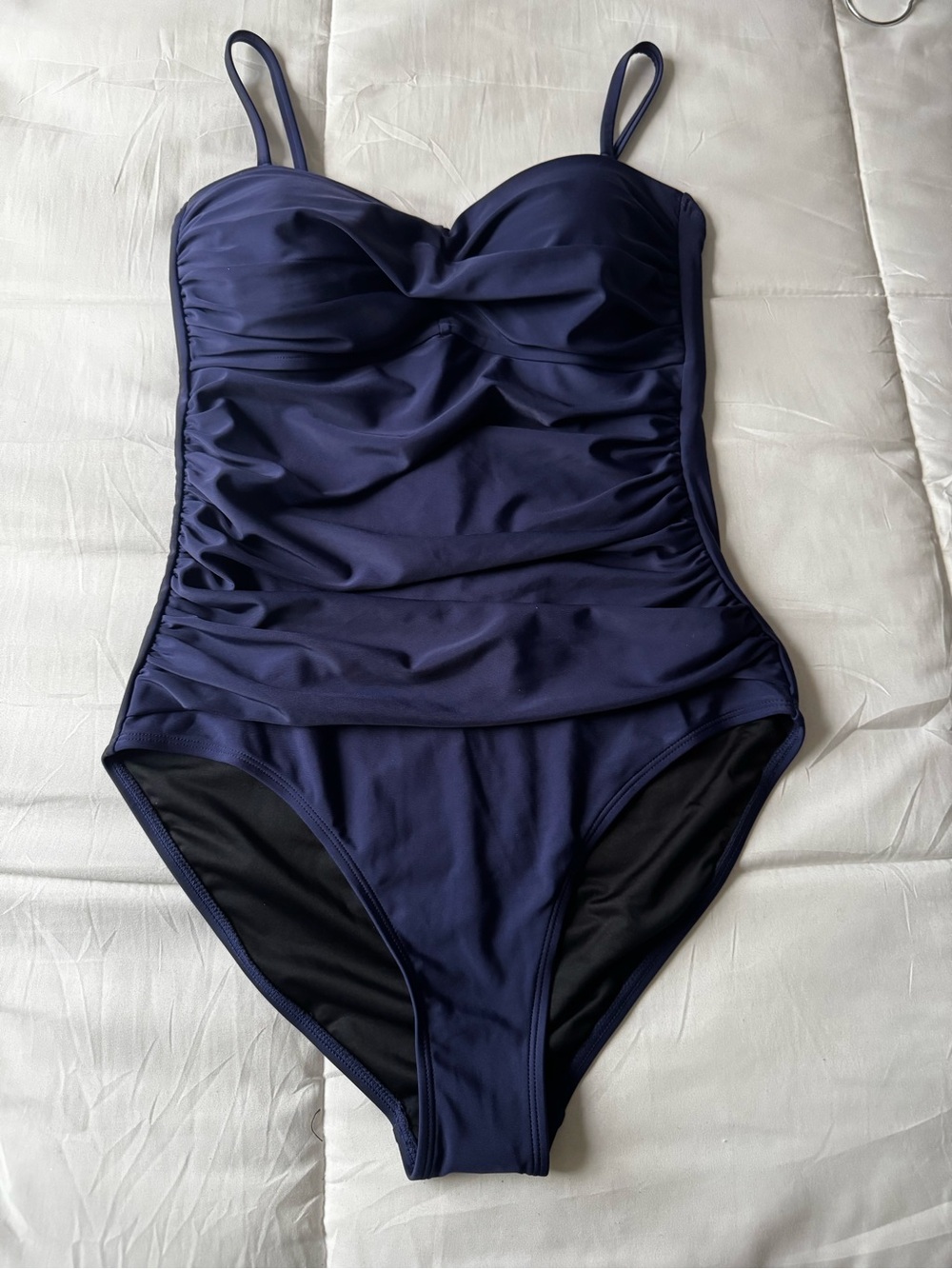 NWT- OCEAN BLUES  Navy Ruched One-Piece Swimsuit